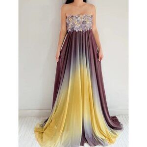 Ema Savahl Vintage Paint Dress Cream / Size Small / SL601 Prom